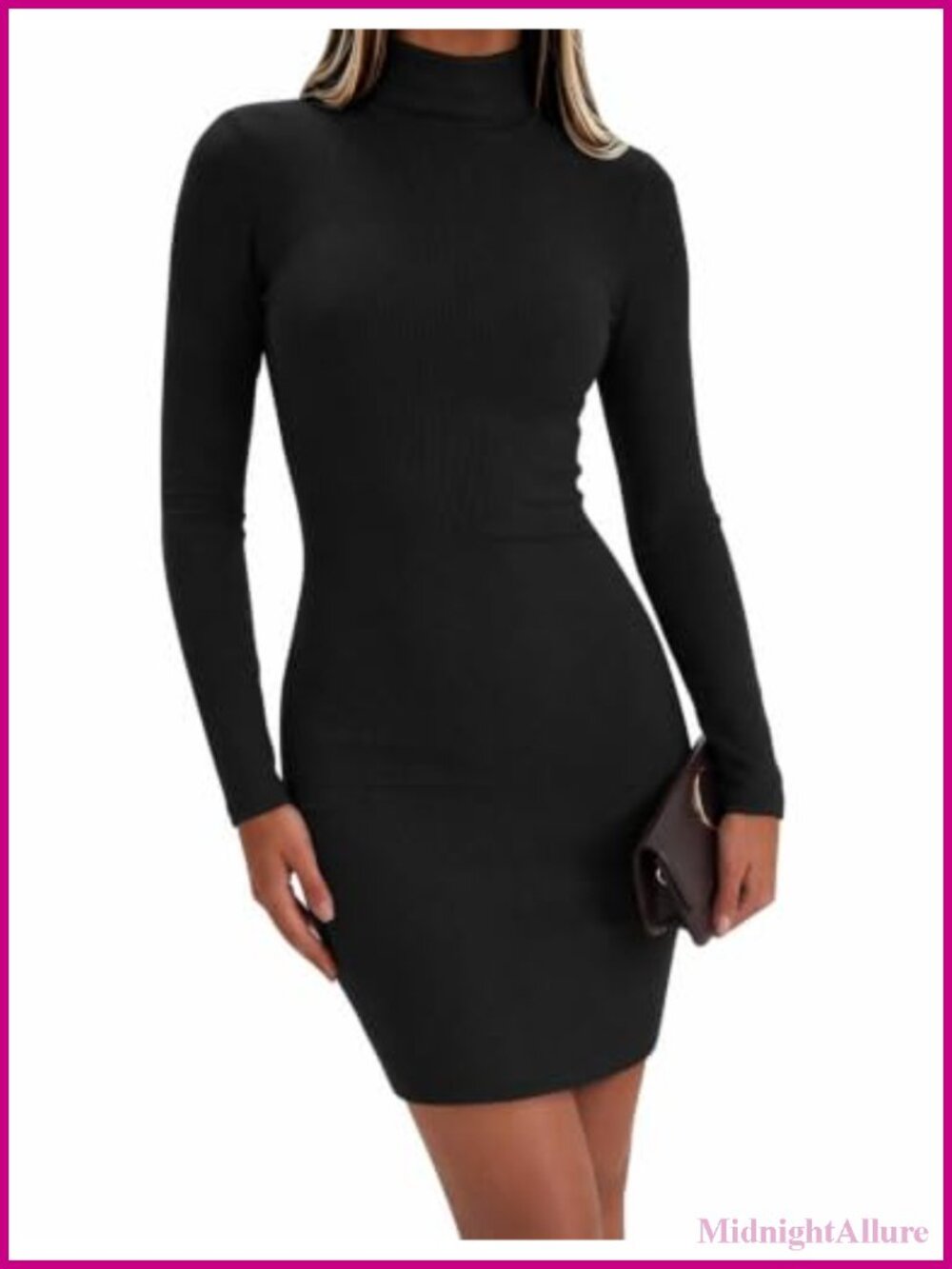 Zeagoo Women Long Sleeve Sweater Dress Turtleneck Ribbed Bodycon Mini